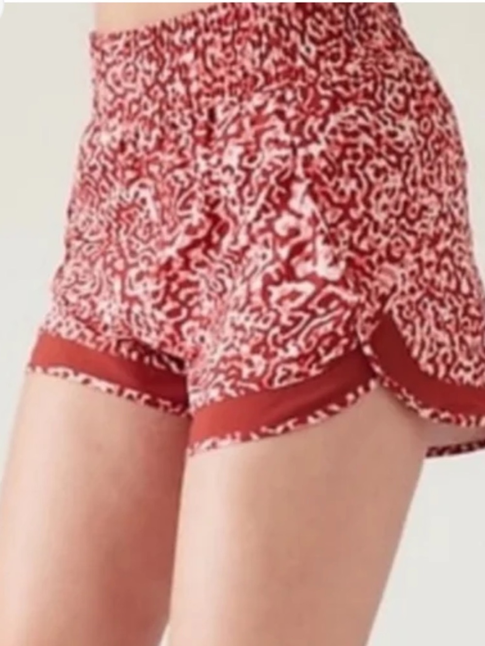 Athleta High Rise Red Mesh Racer Shorts Size Medium